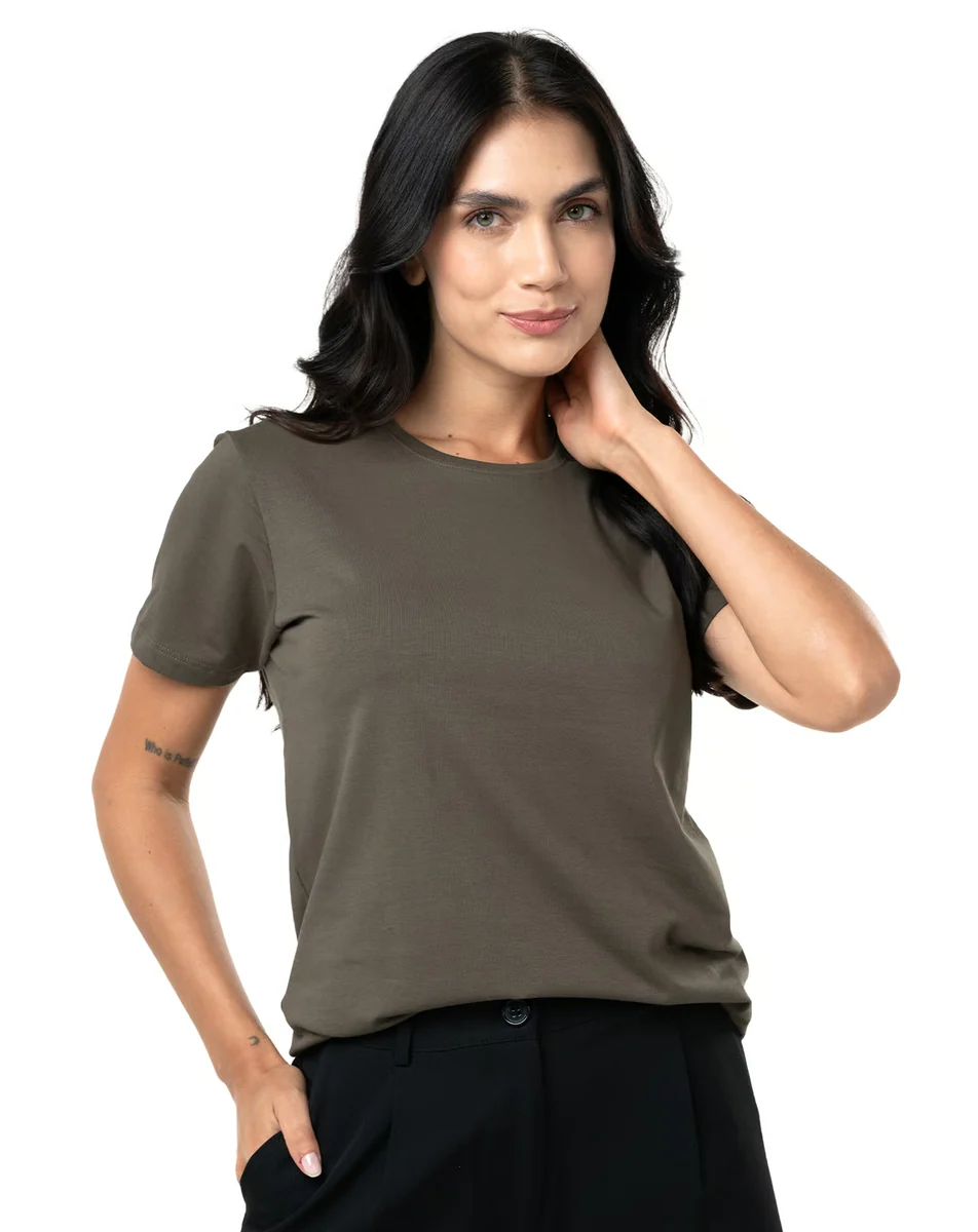 Camiseta feminina de algodão egípcio Graziele Moda